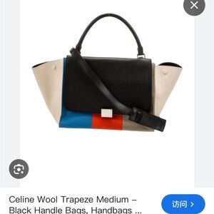 AUTHENTIC Celine Trapeze Shoulder Bag in Black, Blue, Red, and Cream